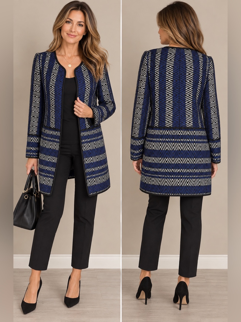 Dana Buchman Geometric Mod Open
Front Jacket Size S